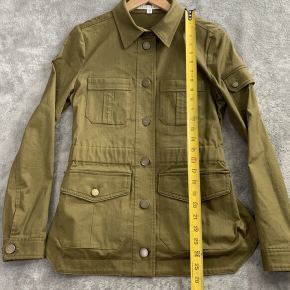 Veronica Beard Jacket Womens Size 2 Military Green Belted Army Military Chic USA - Picture 2 of 8